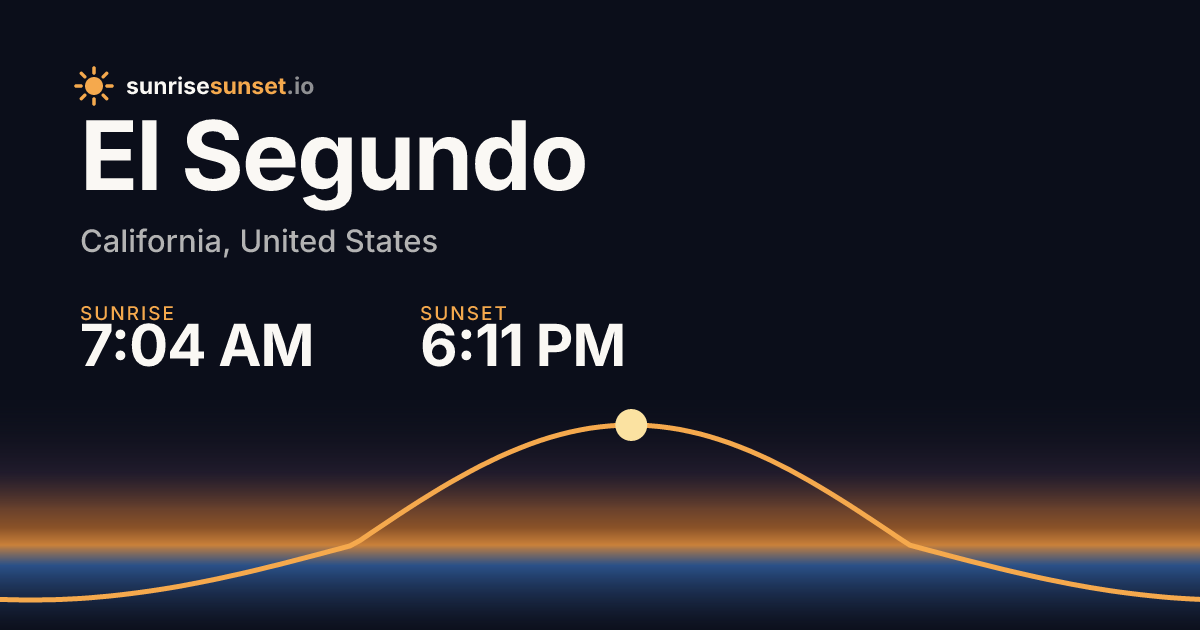 El Segundo, CA Sunrise & Sunset Times with Golden Hour