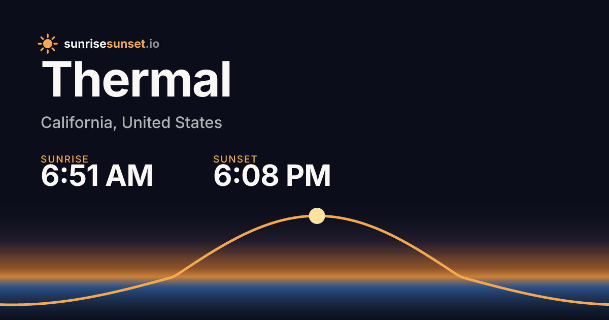 Thermal, CA Sunrise & Sunset Times with Golden Hour & Moon