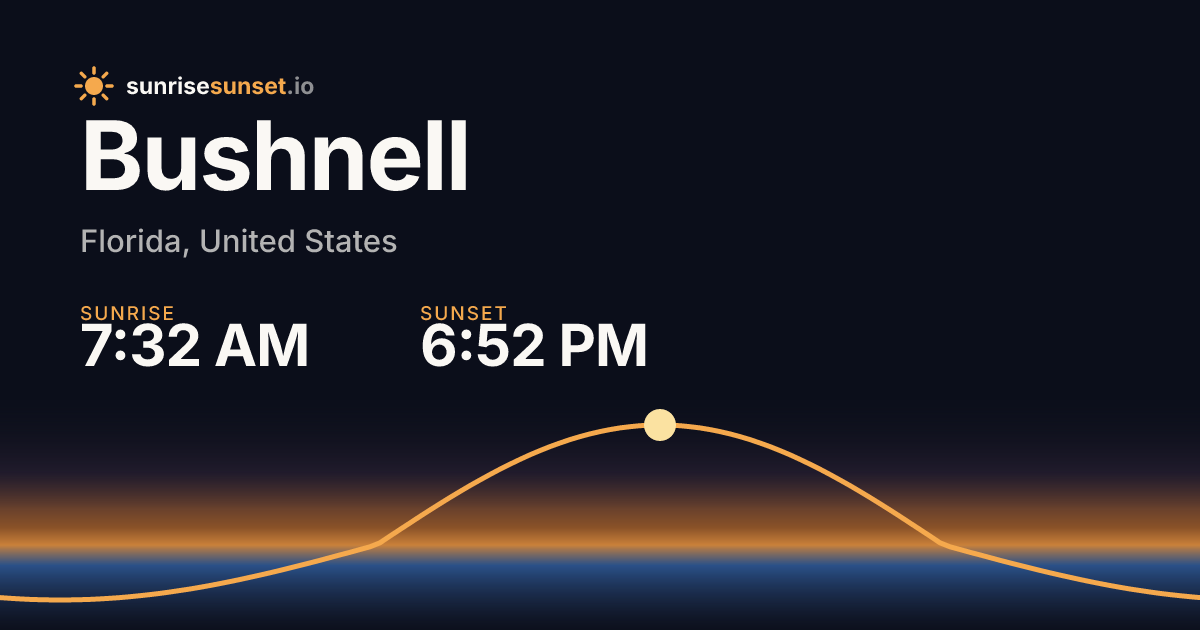 Bushnell, FL Sunrise & Sunset Times with Golden Hour & Moon
