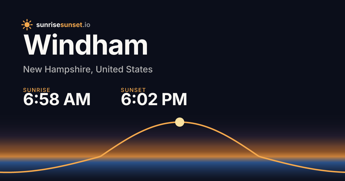 Windham, NH Sunrise & Sunset Times with Golden Hour & Moon
