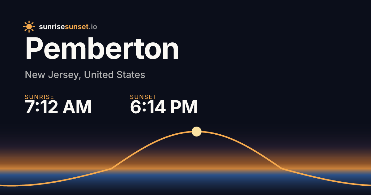 Pemberton, NJ Sunrise & Sunset Times with Golden Hour & Moon
